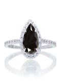 Pear Cut Black Moissanite Engagement Ring on 10k White Gold A1200