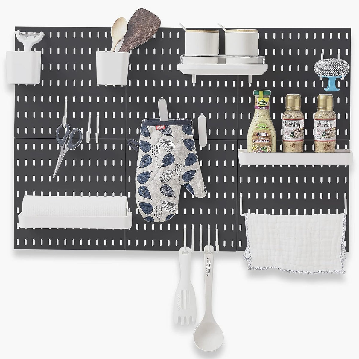 White Pegboard Wall Organizer with 18 Accessories, Pack of 2 M807