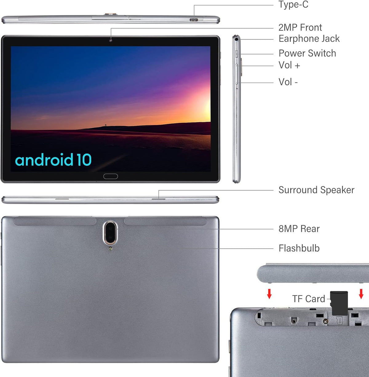 10 inch Android Tablet with 32GB Storage K351