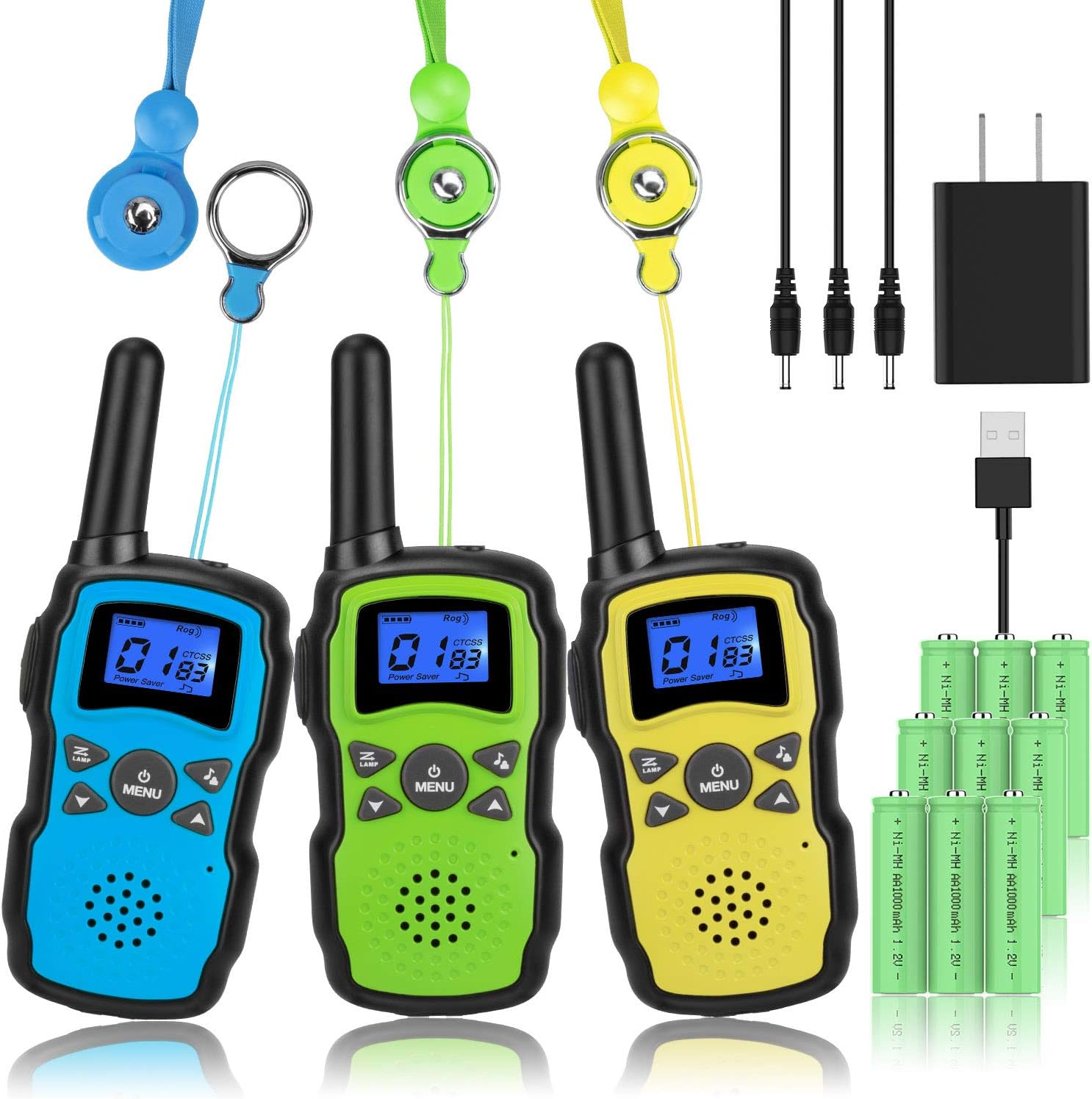 3 Pack Rechargeable Walkie Talkies with USB Charger Battery P927