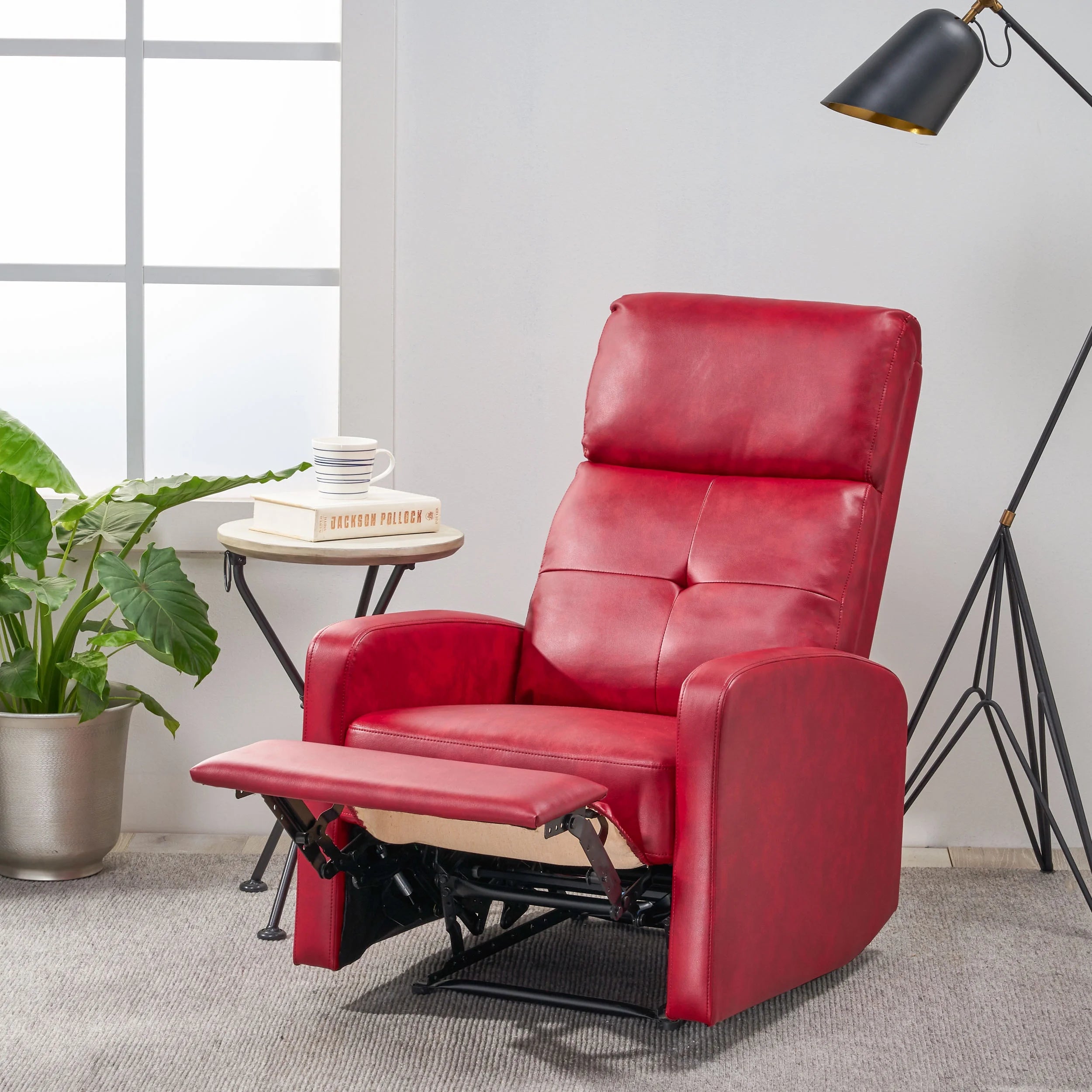 Red Faux Leather Recliner F848