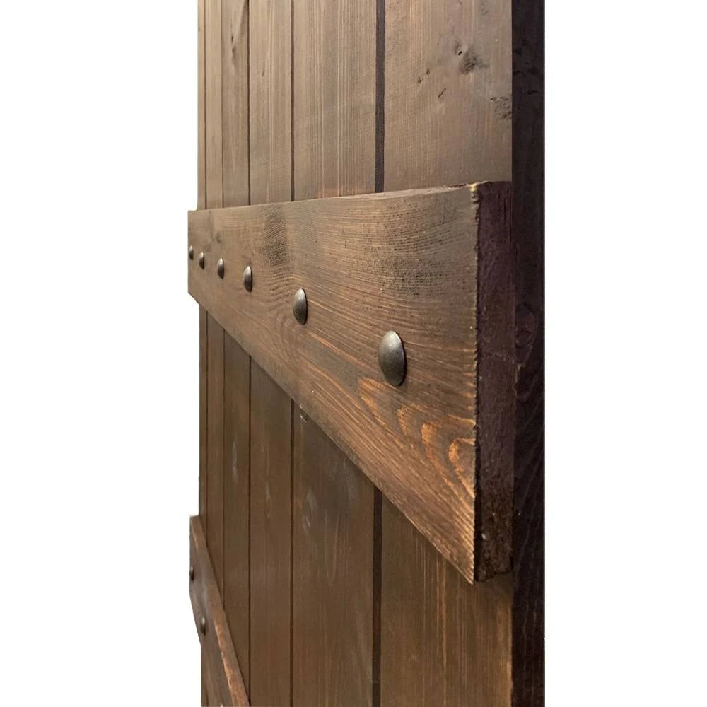 Walnut Stained 3 Panel Solid Wood Barn Door L18369