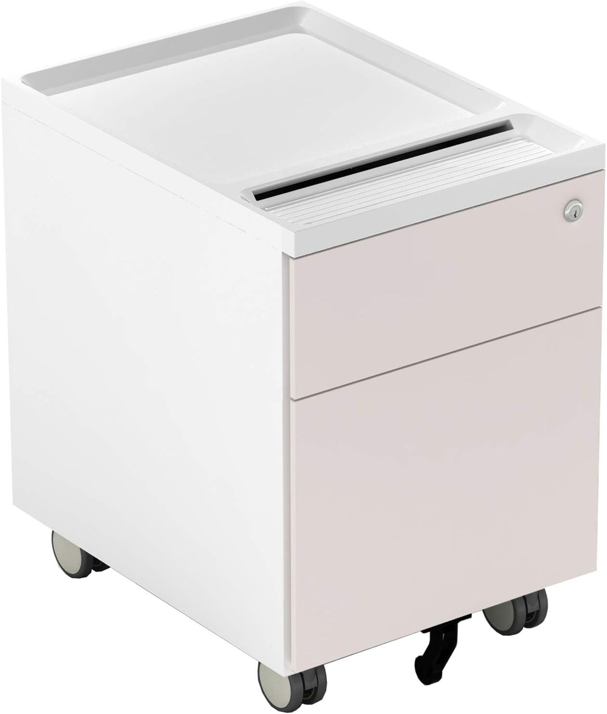 2 Drawer Metal Vertical File Cabinet with Lock and Casters O946786