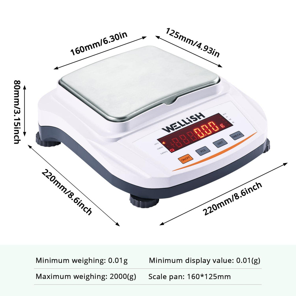 2000g/0.01g High Precision Digital Analytical Balance Scale E816308
