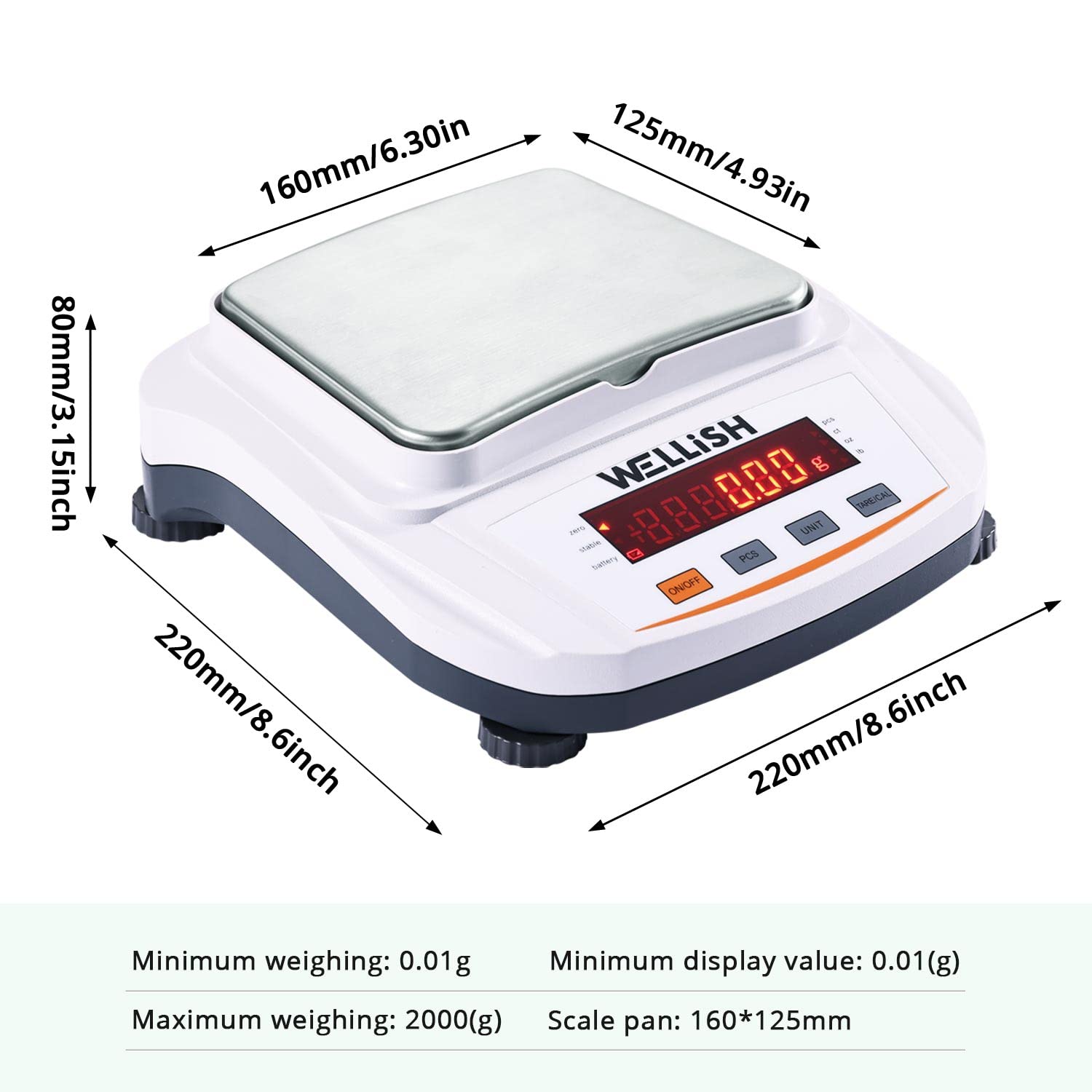 2000g/0.01g High Precision Digital Analytical Balance Scale E816308