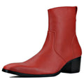 Red Leather Chelsea Boots G263