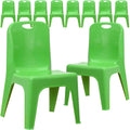 Green Plastic Stackable School Chair with Carrying Handle J532572
