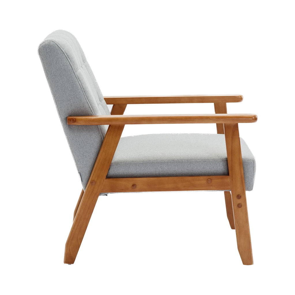 Accent Chairs Set of 2 with Side Table, Wood and Fabric Armchairs Y415360