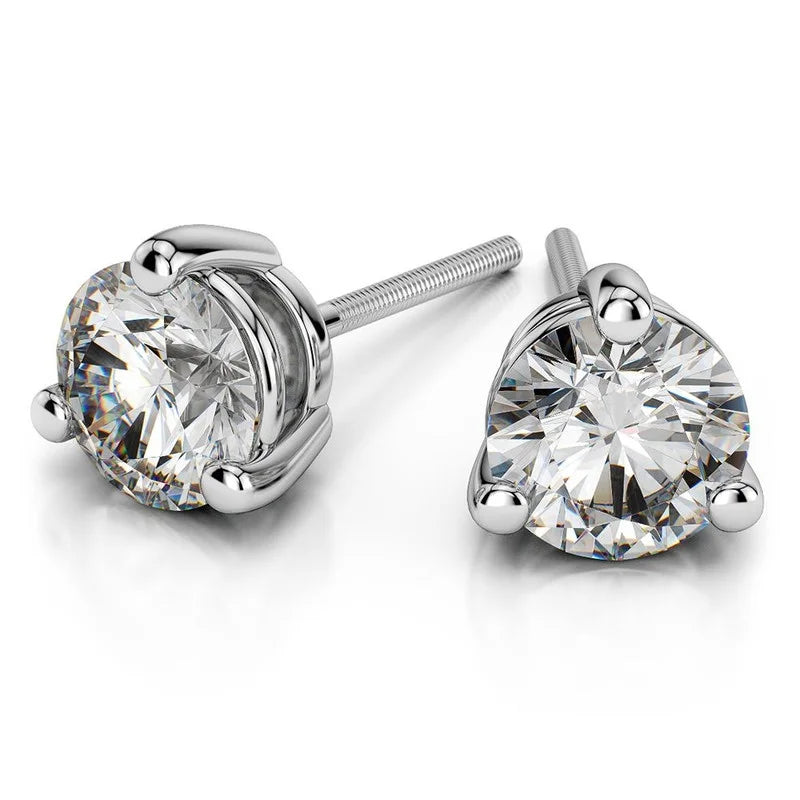 0.50 Carat Round Lab Created Diamond Stud Earrings Solid 950 Platinum Screw Back R5115