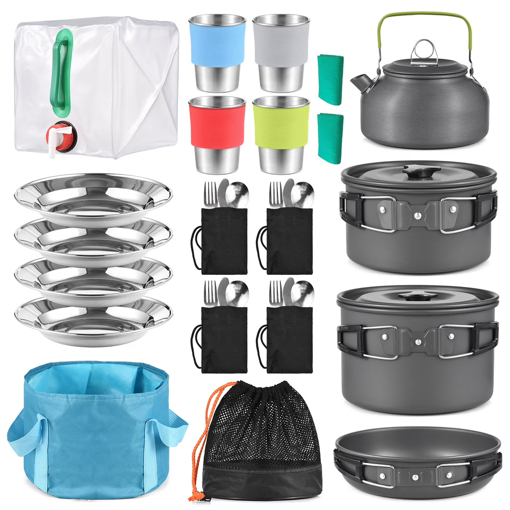 Collapsible Bowl Pan Knife Fork Cookware Utensils Kit C430