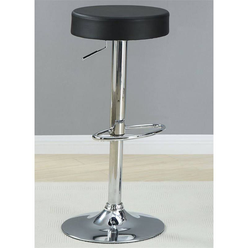Faux Leather Round Adjustable Bar Stool in Black G155051