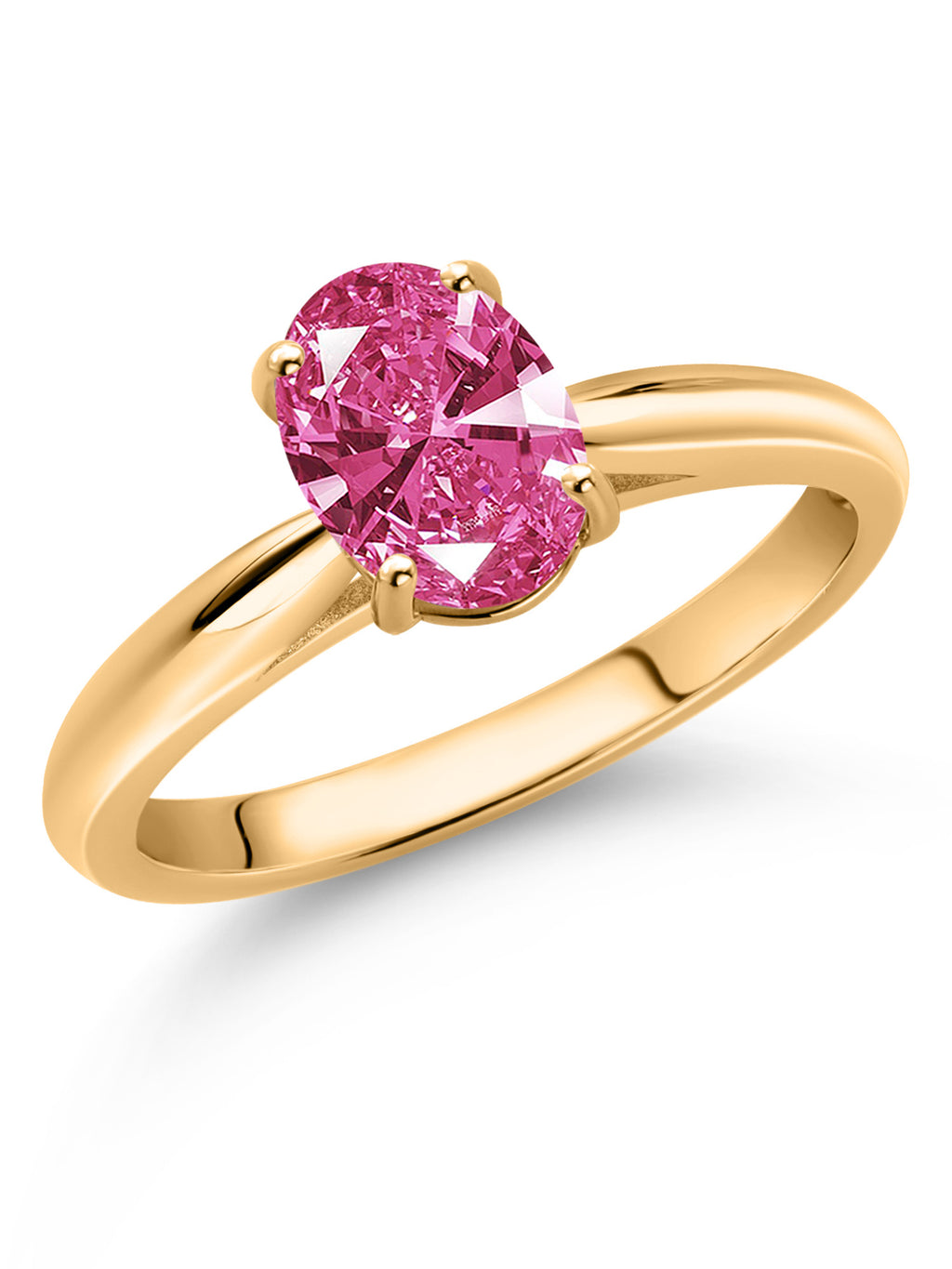 10K Yellow Gold Pink Zirconia Solitaire Engagement Ring F777755
