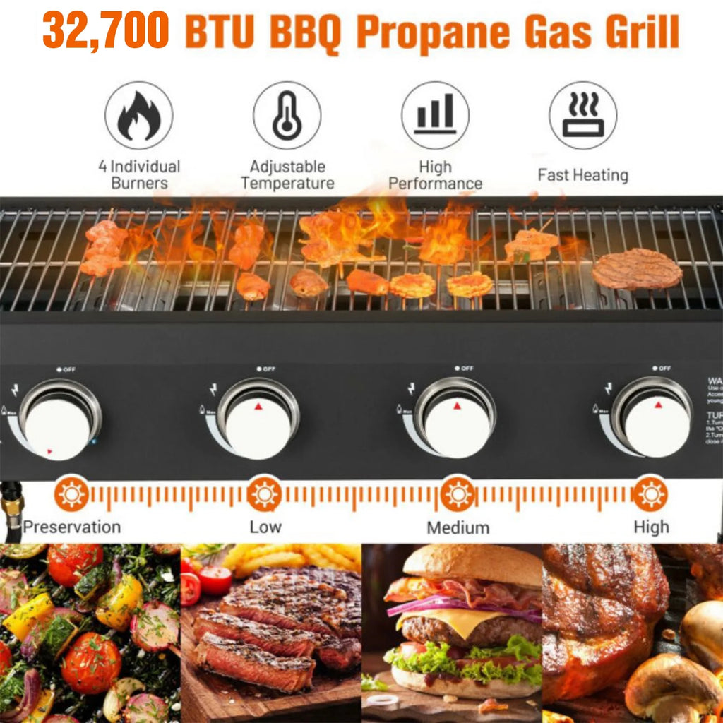 Black 4-Burner Propane Gas Grill L428741