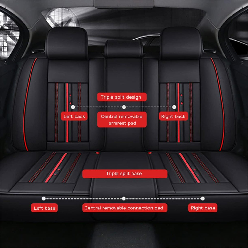 Waterproof PU Leather Car Seat Covers for 5 Seats, Black A60346
