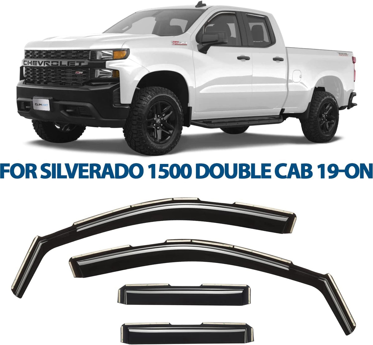 4 pcs in-Channel Rain Guards for Chevrolet Silverado/GMC Sierra 1500 Double Cab W376