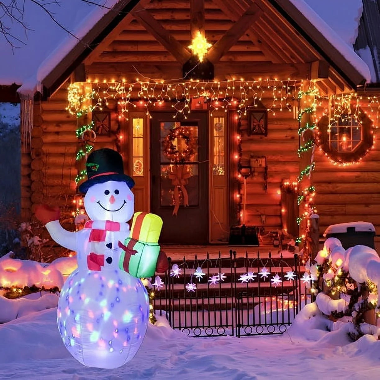 Snowman Christmas Inflatables with Rotating LED Lights J1206