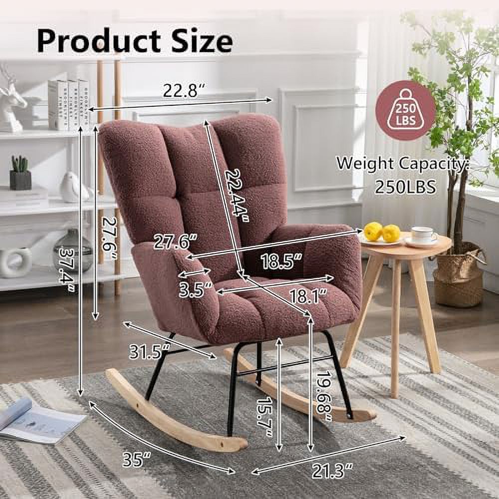 Grey Velvet Upholstered Glider Rocker I535549