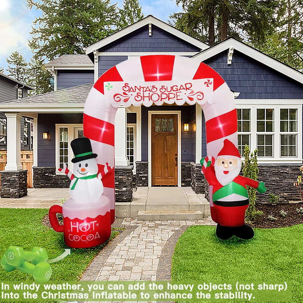 Inflatable Christmas Archway Decorations, 8 FT, LED Blow Up Outdoor Inflatables Z956